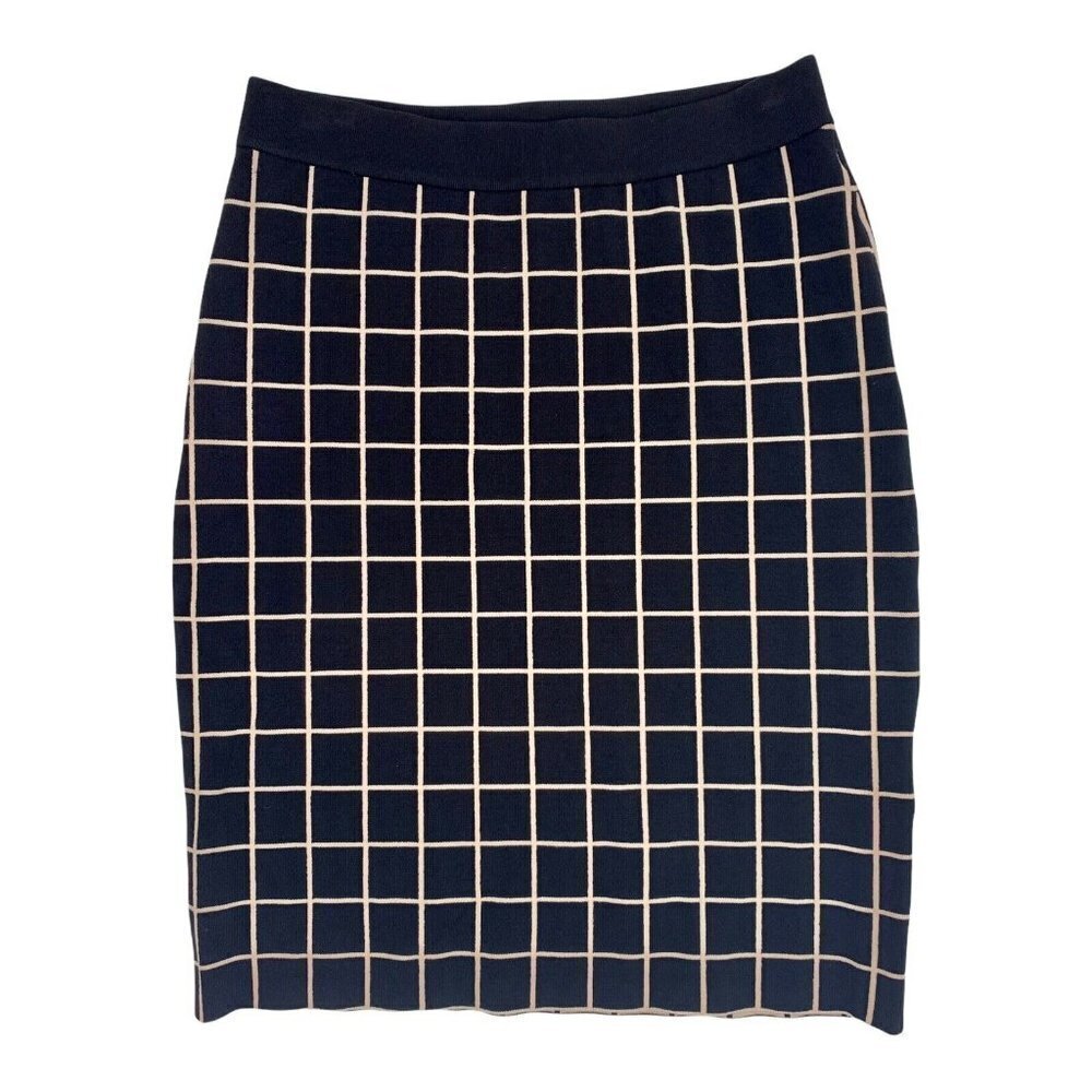 KATE SPADE Black Beige Check Viscose Knit Skirt